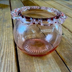 Pink depression glass fishbowl vase
